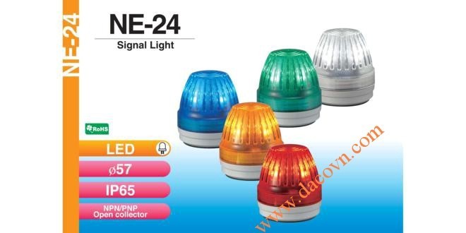Đèn cảnh báo tín hiệu Patlite Φ57, LED, chống rung, IP65, NE-24