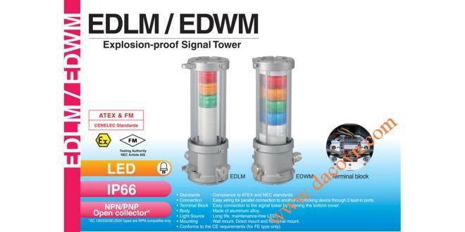 Đèn Tháp Cảnh báo Chống Cháy Nổ Patlite LED Φ140 IP66 EDLM / EDWM