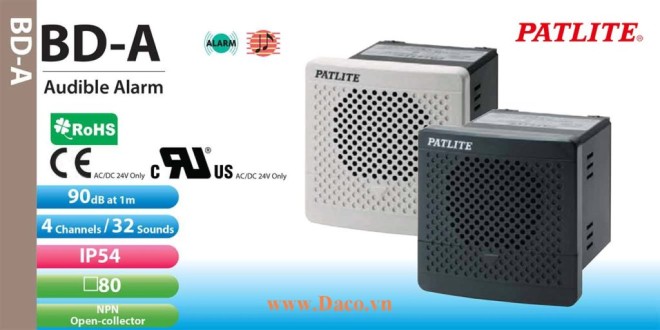BD-24AC-J Loa báo tín hiệu tủ điện âm MP3 Patlite 32 kênh âm thanh ghi sẵn 90dB IP54