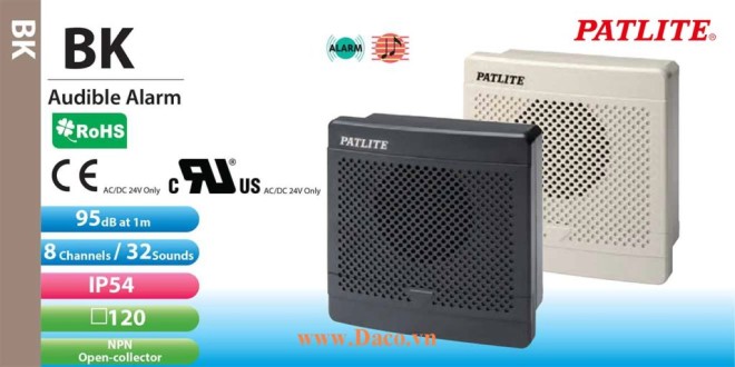 BK-100A-K Loa báo tín hiệu tủ điện âm MP3 Patlite 32 kênh âm thanh ghi sẵn 95dB IP54