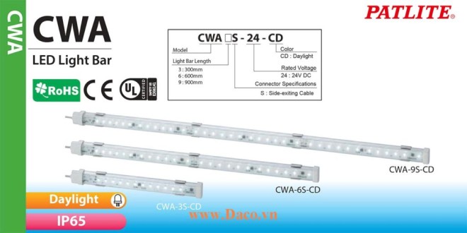 CWA9S-9S-24-CD Đèn LED chiếu sáng tủ điện Patlite Bóng LED Dài 900mm IP65
