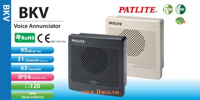 BKV-31QF-K Loa báo tín hiệu tủ điện âm MP3 Patlite 31 kênh thoại MP3 95dB IP54